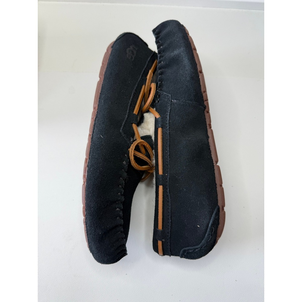 UGG Dakota Black Suede Moccasin Slippers Wool Lined 1107949 Womens 8 New - Picture 2 of 7